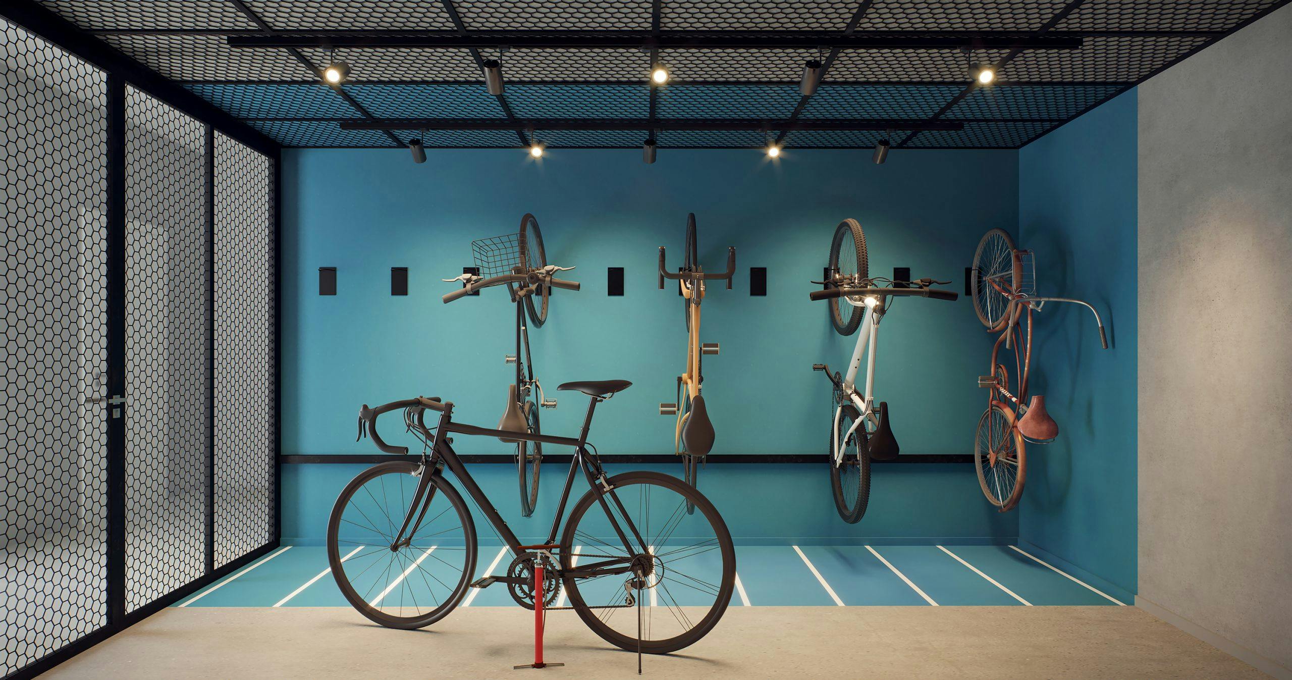 Imagem 3D do Bicicletário Residencial