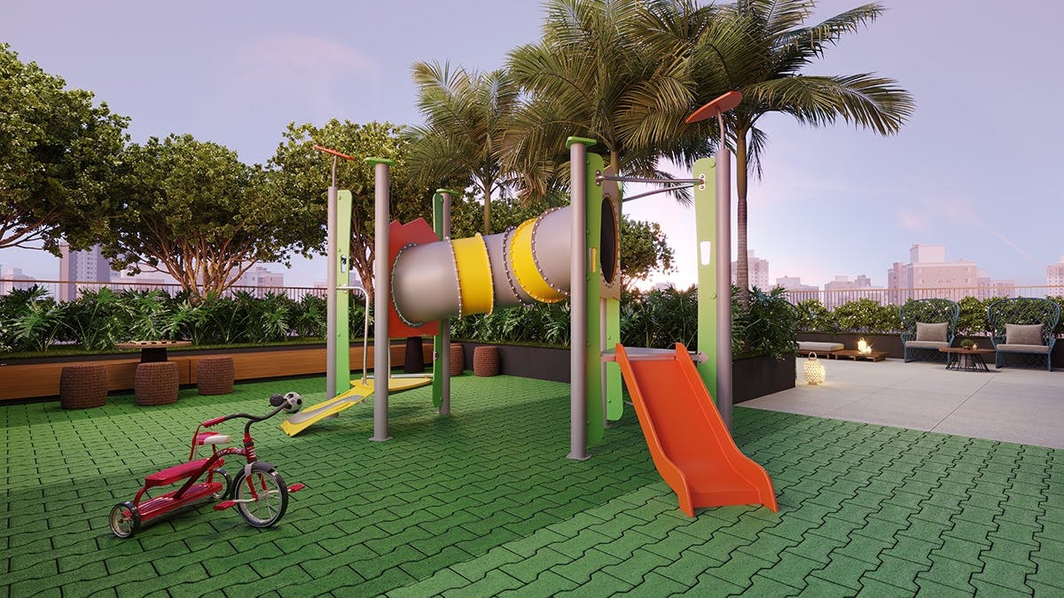 Imagem 3D do Playground Residencial