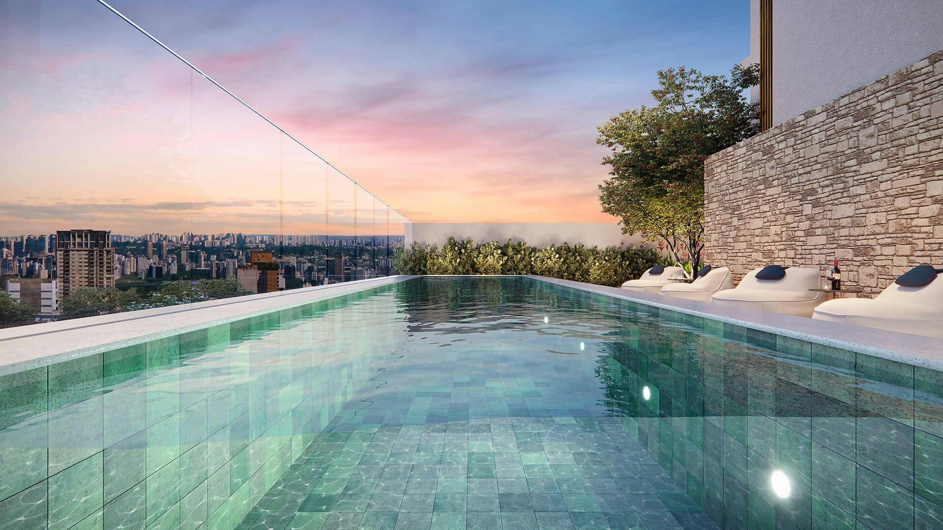 Imagem 3D da Piscina - Luxury Apartments