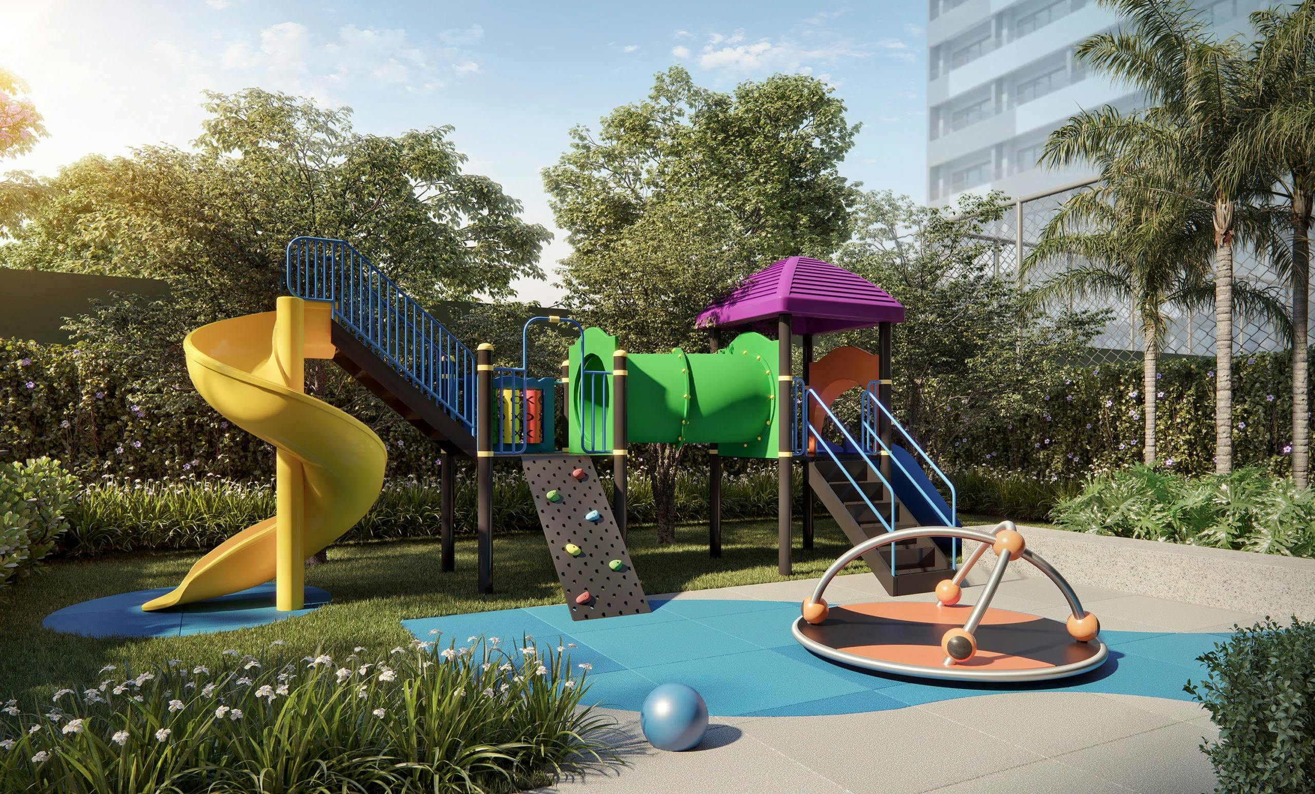 Imagem 3D do Playground Residencial